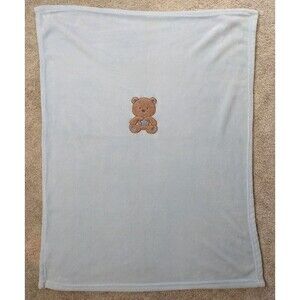 Baby Starters Blue Brown Teddy Bear Star Soft Plush Security Blanket 30 X 40